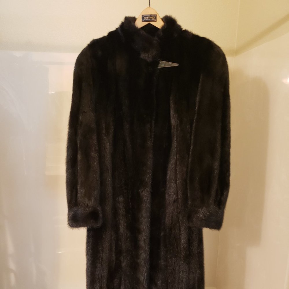 Black full length ranch mink coat